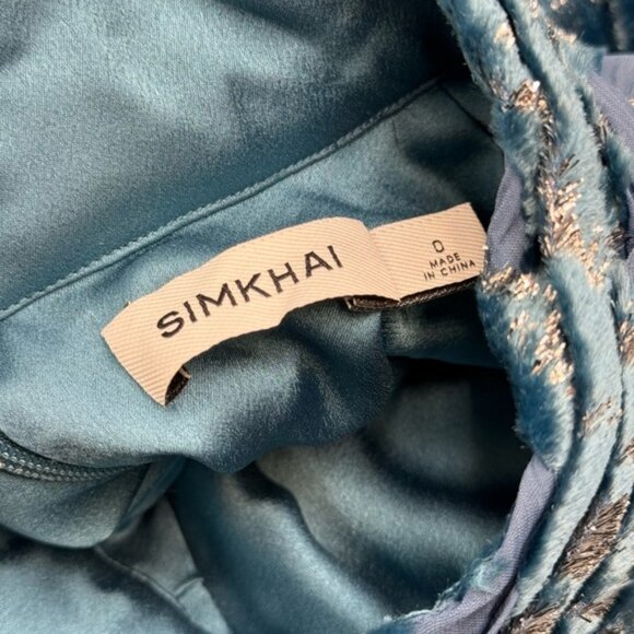 🆕 SIMKHAI 🧿 NWOT Halen Draped Velvet Mini Dress, Celestial Blue - Sz US 0 - Picture 13 of 16